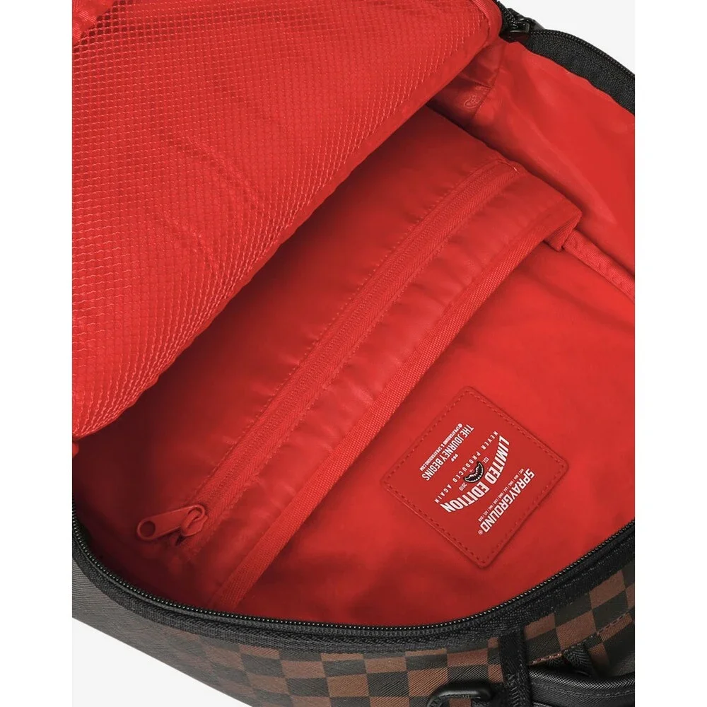 Sprayground Shark Central Backpack Unisex OS Brown Checkered Top Handle SPR292